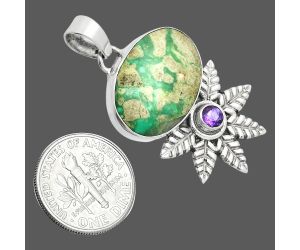 Utah Variscite and Amethyst Pendant EXP01776 P-1425, 14x21 mm