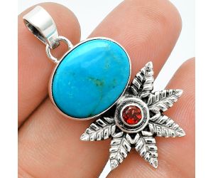 Sleeping Beauty Turquoise and Garnet Pendant EXP01779 P-1425, 13x18 mm