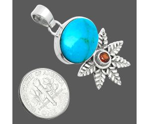 Sleeping Beauty Turquoise and Garnet Pendant EXP01779 P-1425, 13x18 mm