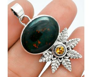 Blood Stone and Citrine Pendant EXP01781 P-1425, 15x20 mm