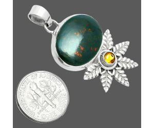 Blood Stone and Citrine Pendant EXP01781 P-1425, 15x20 mm