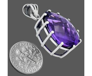 African Amethyst Checker Pendant EXP01784 P-1739, 15x20 mm