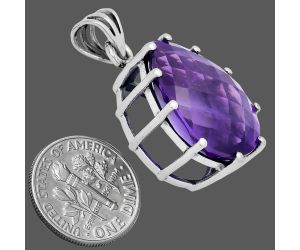 African Amethyst Checker Pendant EXP01785 P-1739, 15x20 mm