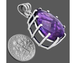 African Amethyst Checker Pendant EXP01787 P-1739, 15x20 mm