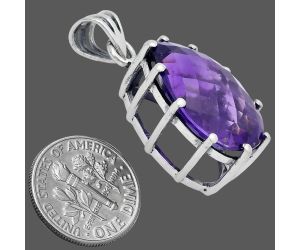 African Amethyst Checker Pendant EXP01789 P-1739, 15x20 mm