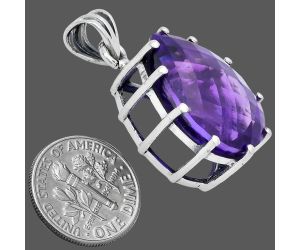 African Amethyst Checker Pendant EXP01791 P-1739, 15x20 mm