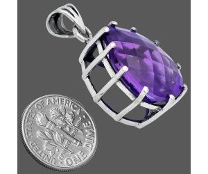 African Amethyst Checker Pendant EXP01793 P-1739, 15x20 mm