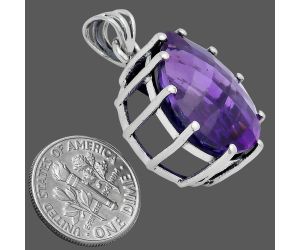 African Amethyst Checker Pendant EXP01794 P-1739, 15x20 mm