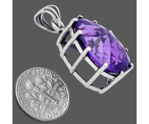 African Amethyst Checker Pendant EXP01796 P-1739, 15x20 mm