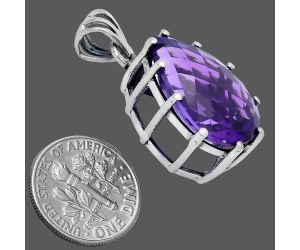 African Amethyst Checker Pendant EXP01797 P-1739, 15x20 mm