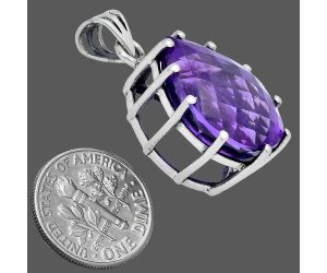 African Amethyst Checker Pendant EXP01798 P-1739, 15x20 mm