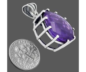 African Amethyst Checker Pendant EXP01799 P-1739, 15x20 mm