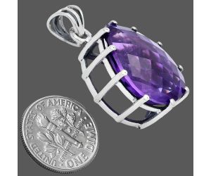 African Amethyst Checker Pendant EXP01801 P-1739, 15x20 mm