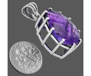 African Amethyst Checker Pendant EXP01802 P-1739, 15x20 mm