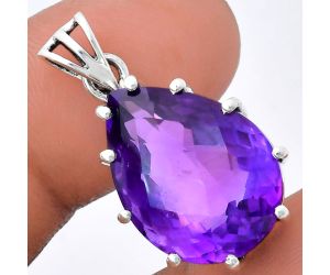 African Amethyst Checker Pendant EXP01803 P-1739, 15x20 mm