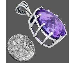 African Amethyst Checker Pendant EXP01803 P-1739, 15x20 mm