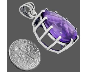 African Amethyst Checker Pendant EXP01804 P-1739, 15x20 mm