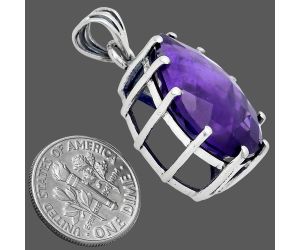 African Amethyst Checker Pendant EXP01805 P-1739, 15x20 mm