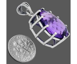 African Amethyst Checker Pendant EXP01807 P-1739, 15x20 mm