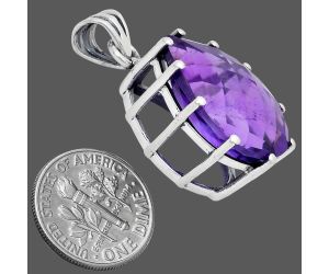 African Amethyst Checker Pendant EXP01808 P-1739, 15x20 mm