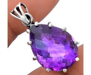 African Amethyst Checker Pendant EXP01810 P-1739, 15x20 mm