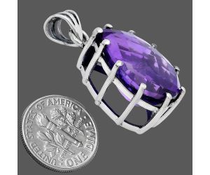 African Amethyst Checker Pendant EXP01810 P-1739, 15x20 mm