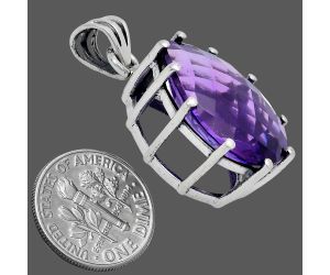 African Amethyst Checker Pendant EXP01811 P-1739, 15x20 mm