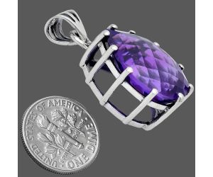 African Amethyst Checker Pendant EXP01812 P-1739, 15x20 mm