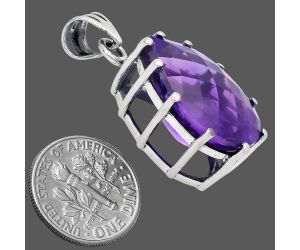 African Amethyst Checker Pendant EXP01815 P-1739, 15x20 mm