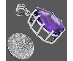 African Amethyst Checker Pendant EXP01816 P-1739, 15x20 mm