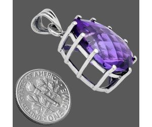 African Amethyst Checker Pendant EXP01817 P-1739, 15x20 mm