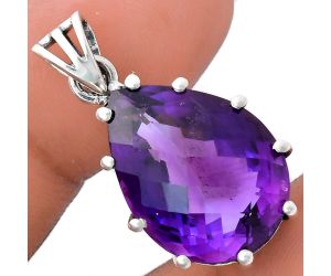 African Amethyst Checker Pendant EXP01820 P-1739, 15x20 mm