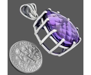 African Amethyst Checker Pendant EXP01820 P-1739, 15x20 mm