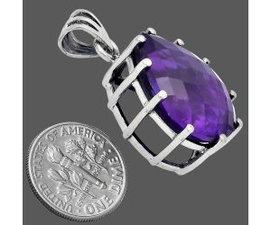 African Amethyst Checker Pendant EXP01822 P-1739, 15x20 mm