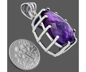 African Amethyst Checker Pendant EXP01824 P-1739, 15x20 mm