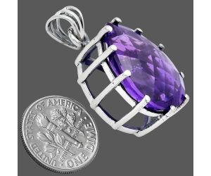 African Amethyst Checker Pendant EXP01825 P-1739, 15x20 mm