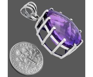 African Amethyst Checker Pendant EXP01826 P-1739, 15x20 mm