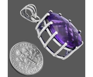 African Amethyst Checker Pendant EXP01827 P-1739, 15x20 mm