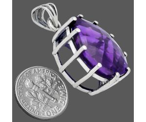 African Amethyst Checker Pendant EXP01828 P-1739, 15x20 mm