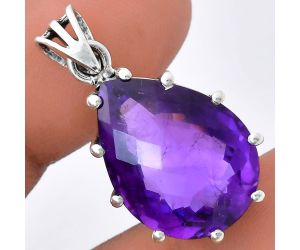 African Amethyst Checker Pendant EXP01829 P-1739, 15x20 mm