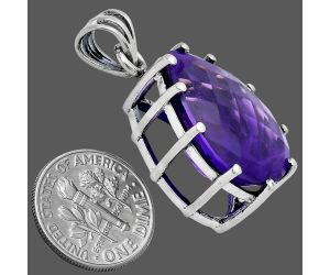 African Amethyst Checker Pendant EXP01831 P-1739, 15x20 mm