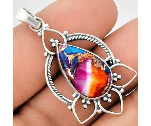 Kingman Orange Dahlia Turquoise Pendant EXP01895 P-1444, 12x21 mm