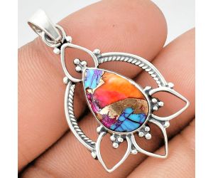 Kingman Orange Dahlia Turquoise Pendant EXP01901 P-1444, 10x16 mm