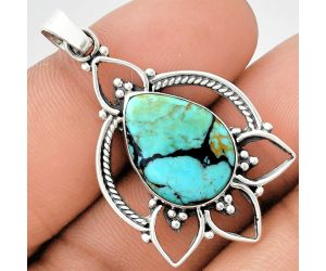 Lucky Charm Tibetan Turquoise Pendant EXP01903 P-1444, 13x18 mm