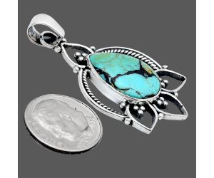 Lucky Charm Tibetan Turquoise Pendant EXP01903 P-1444, 13x18 mm