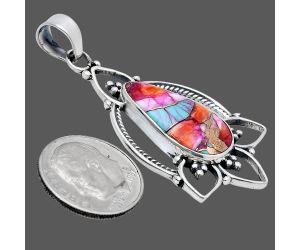 Kingman Orange Dahlia Turquoise Pendant EXP01904 P-1444, 12x21 mm