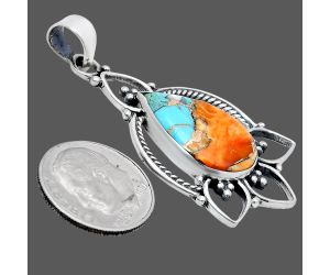 Spiny Oyster Turquoise Pendant EXP01908 P-1444, 13x20 mm