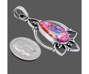 kingman Pink Dahlia Turquoise Pendant EXP01909 P-1444, 10x20 mm