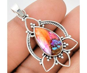 kingman Orange Dahlia Turquoise Pendant EXP01910 P-1444, 11x19 mm