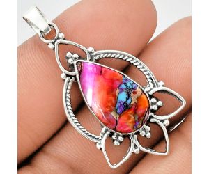 Kingman Orange Dahlia Turquoise Pendant EXP01914 P-1444, 11x20 mm